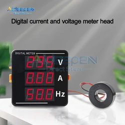 3 in 1 AC 50-500V 0-120A Voltage Current Frequency Meter LED Digital Display Voltmeter Ammeter Tester 50-63Hz 2 Wire