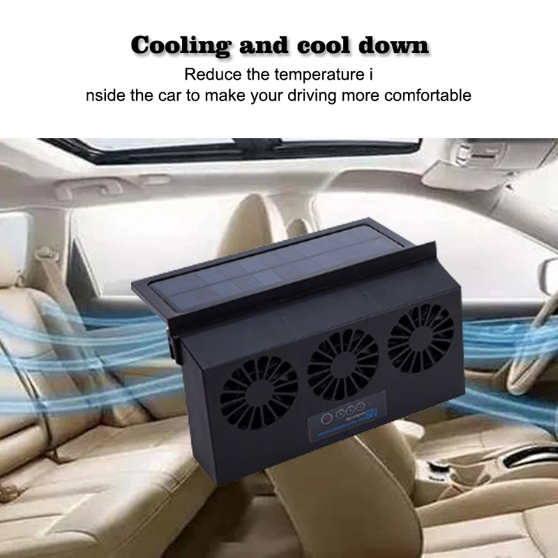 

Car Fan Exhaust Fan Car Mobile Power Supply Car Radiator USB Black Three Head Solar Car Fan