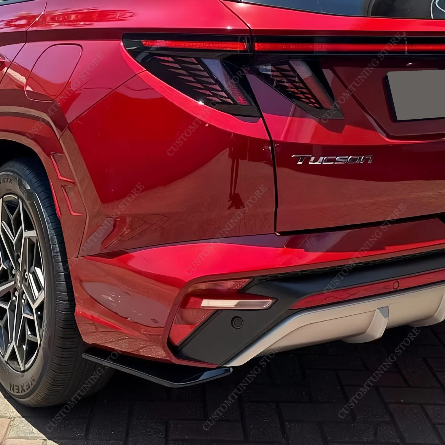 Gloss Black Rear Bumper Side Splitters For Hyundai Tucson MK4 NX4 N-Line 2021-2023 Rear Diffuser Exhaust Trim Splitter Bodykits