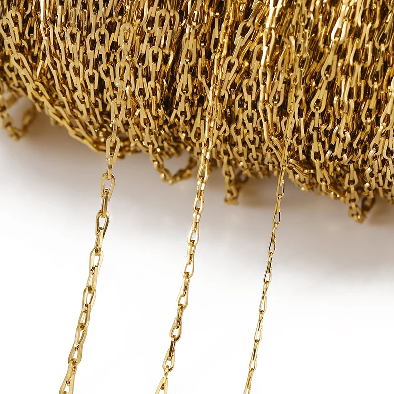 

1 Meter 1.3/2/2.3mm Stainless Steel Gold Plated Flat Link Chain for DIY Necklace Making Jewelry Making Finding Bracelet Supplies