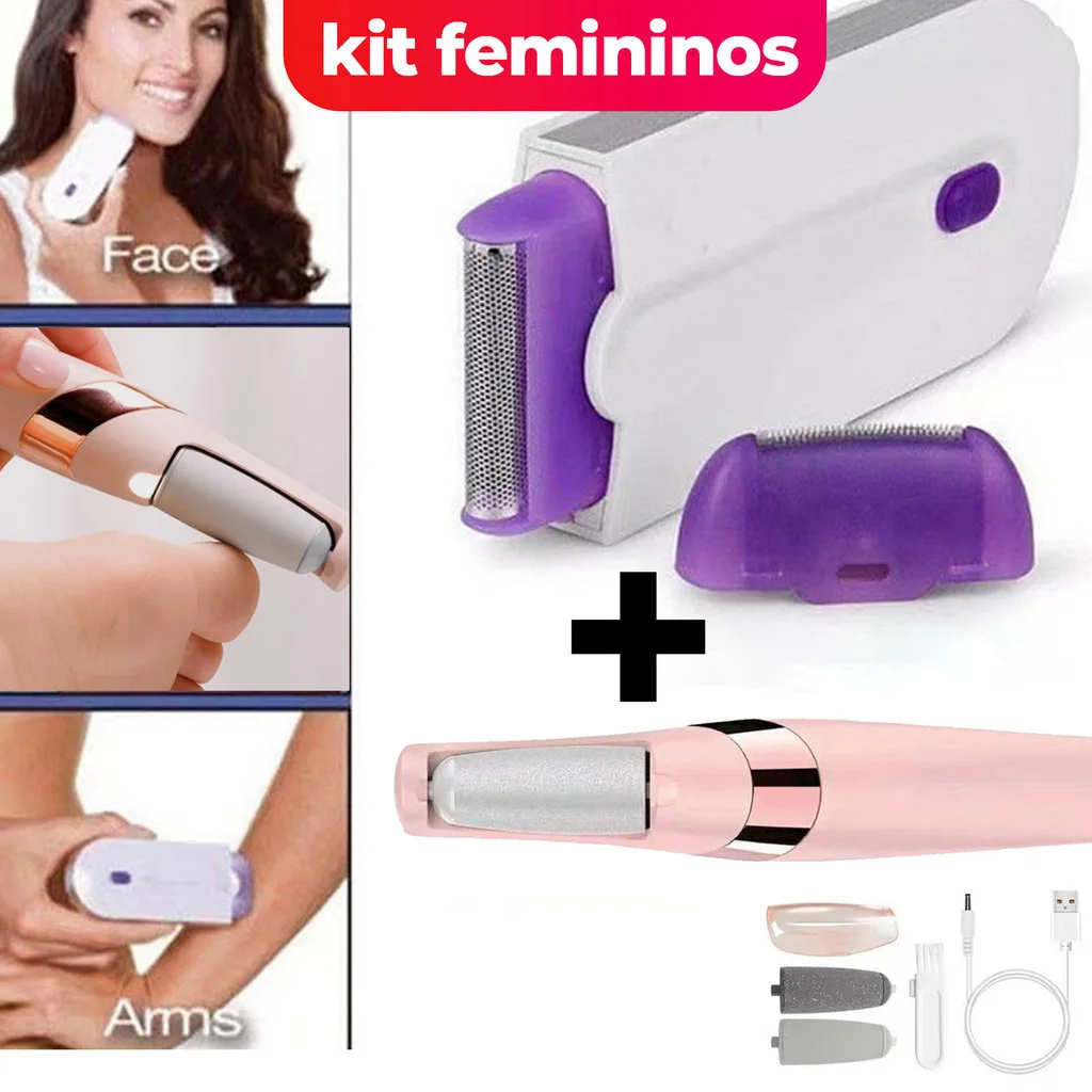 Kit de Cuidados Femininos 2 em 1: Lixador Elétrico de Pé e Depilador Recarregável para Remoção de Calosidades e Pedicure