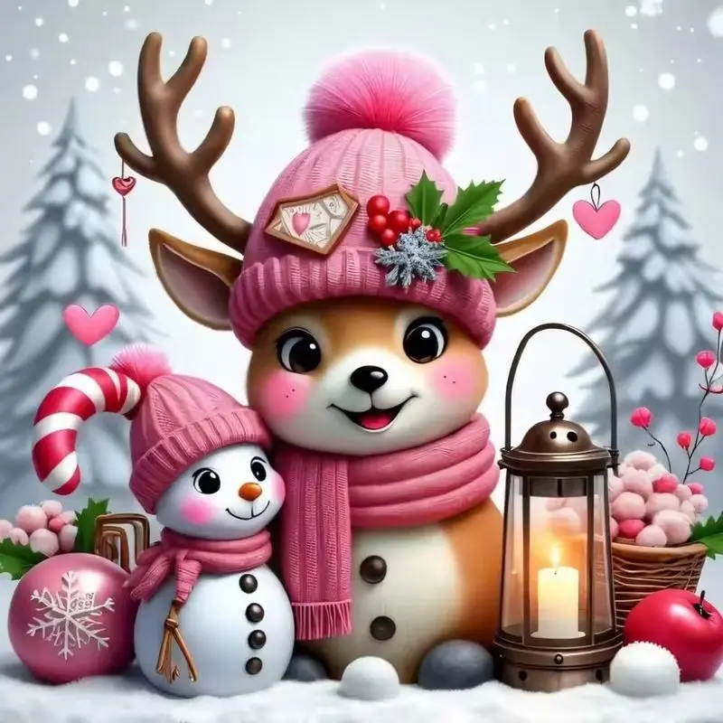 

CHENISTORY Full Square Diamond Painting Reindeer and Snowman Cross Stitch Kit Diamond Embroidery Sale Rhinestone Pictures Home D