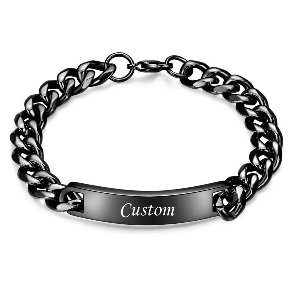 Men's Customizable Smooth Titanium Steel Bracelet, 10mm Width