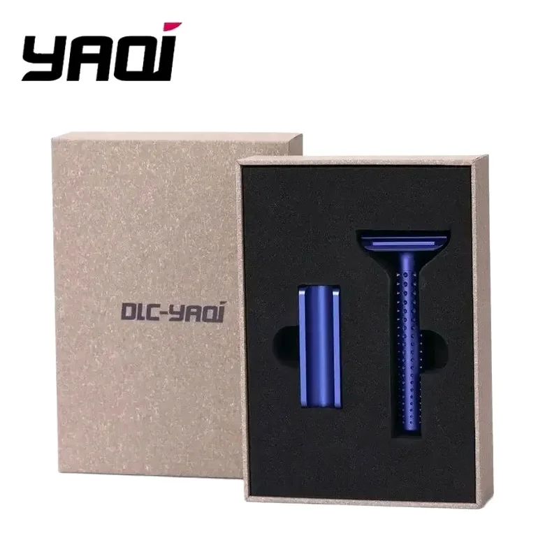 YAQI Safety Razor Sputnik Dark Blue Aluminum Handle Holder Classic Smooth Skin Mens Shaving