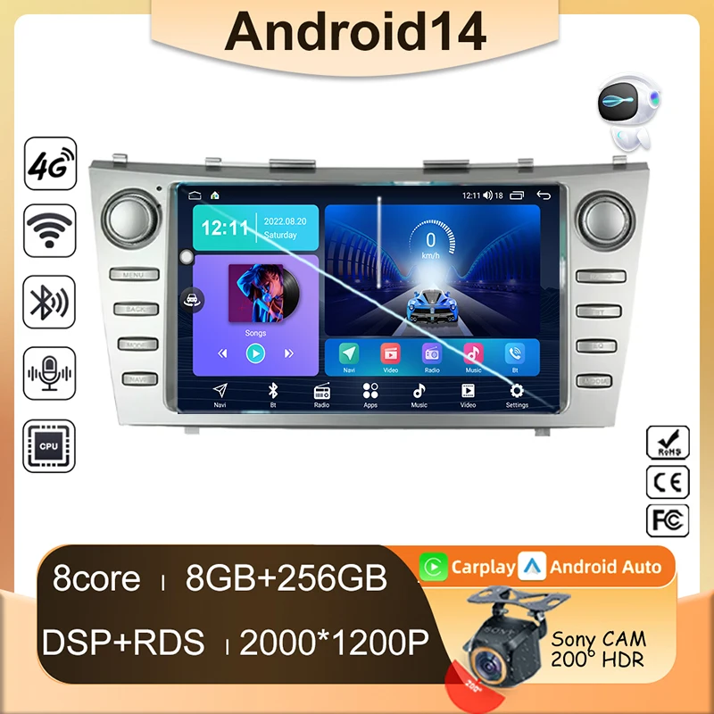 

Android Auto Carplay For Toyota Camry 6 XV 40 50 2006 - 2011 Car Radio Multimedia Video GPS Navigation 2Din DVD Stereo WIFI DSP