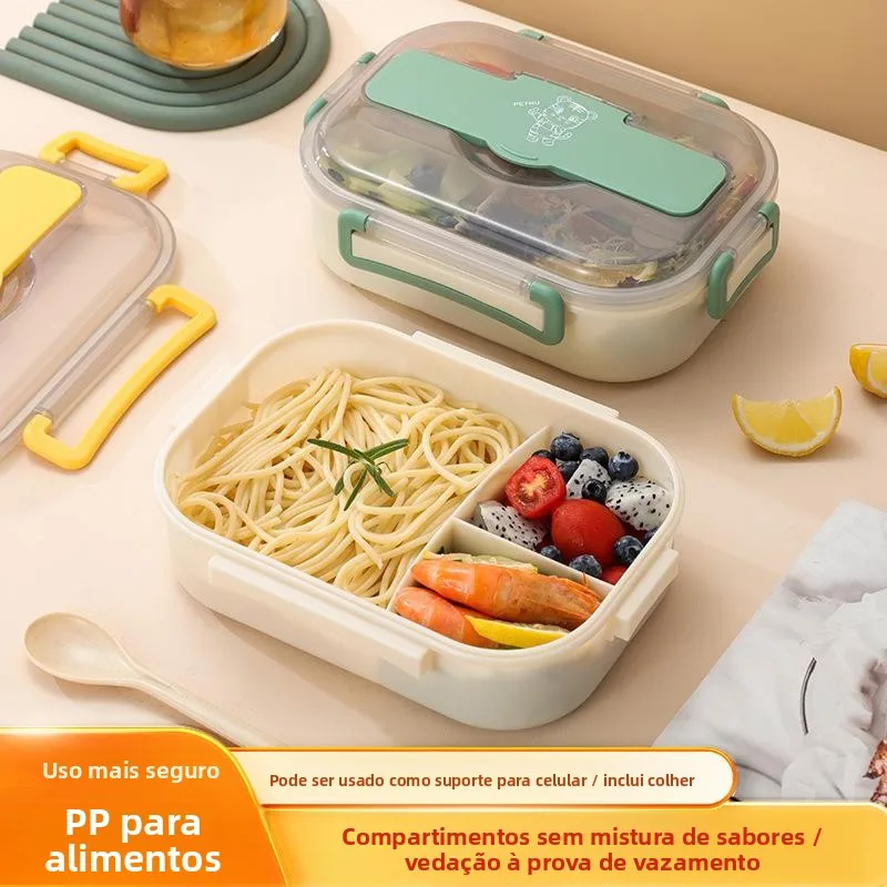 プラスチック製ランチボックス、仕切り付き、密閉型、pp製、電子レンジ対応、会社員、学生向け弁当箱、仕切り付き、シリコン断熱、長方形