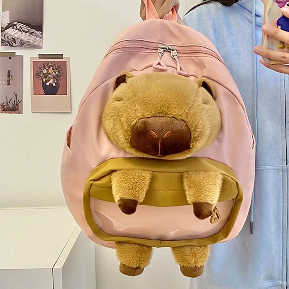 Cartoon Nylon Capybara Backpack Large Capacity Travel Backpack School Bag Book Bags