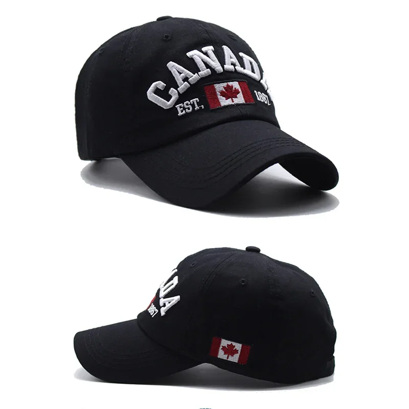 Men Women CANADA Letter Embroidery Baseball Cap Maple Leaf Flag Printed Hat Casual Adjustable Snapback  Hip Hop Golf Sport Caps