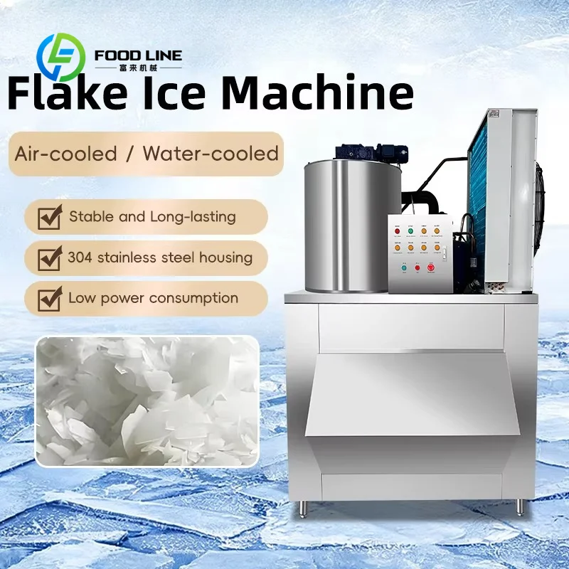2T 3T 5T Large Capacity Flake Ice Machine Stainless Steel Ice Flake Machine for Aquatic Product Processing Cold Storage