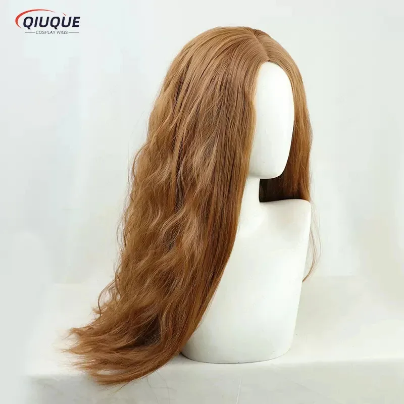 

2025 yiyi Wanda Vision Scarlet Witch Long Brown Wavy Anime Heat Resistant Synthetic Hair Cosplay Wigs + Wig Cap