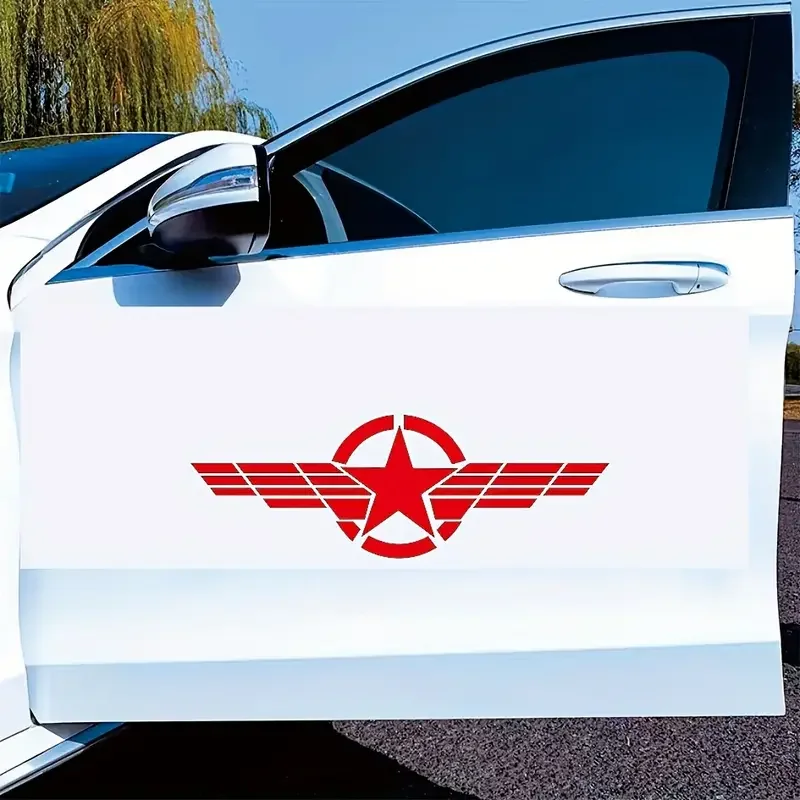 Car Strip Pentagram Waterproof After Close The Door Cover Glass Block Character Stickers