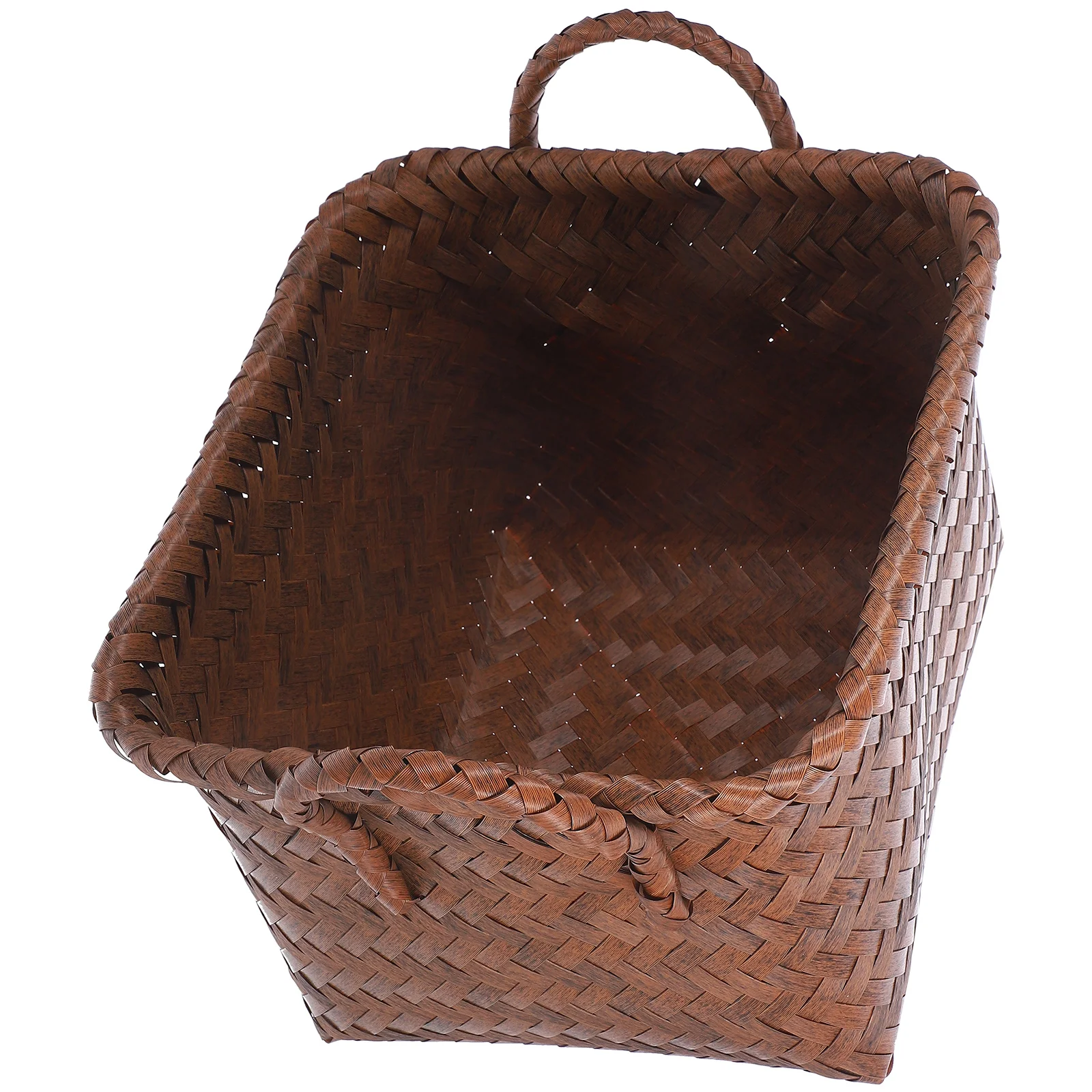 

Imitation Rattan Hand Woven Storage Basket Desktop Organizer Large Space Household Container For Cosmetics Snacks