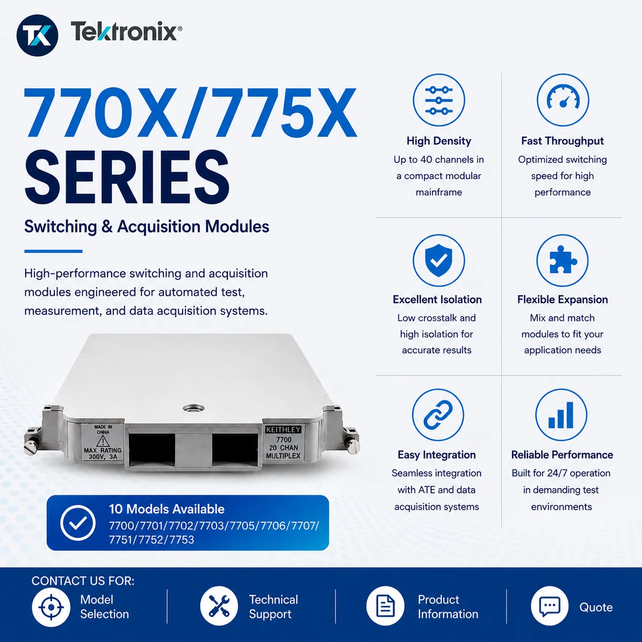 Tektronix/Keithley 770X/775X Series Switching & Data Acquisition Modules, Multiplexer, Digital I/O, High-Speed Switching