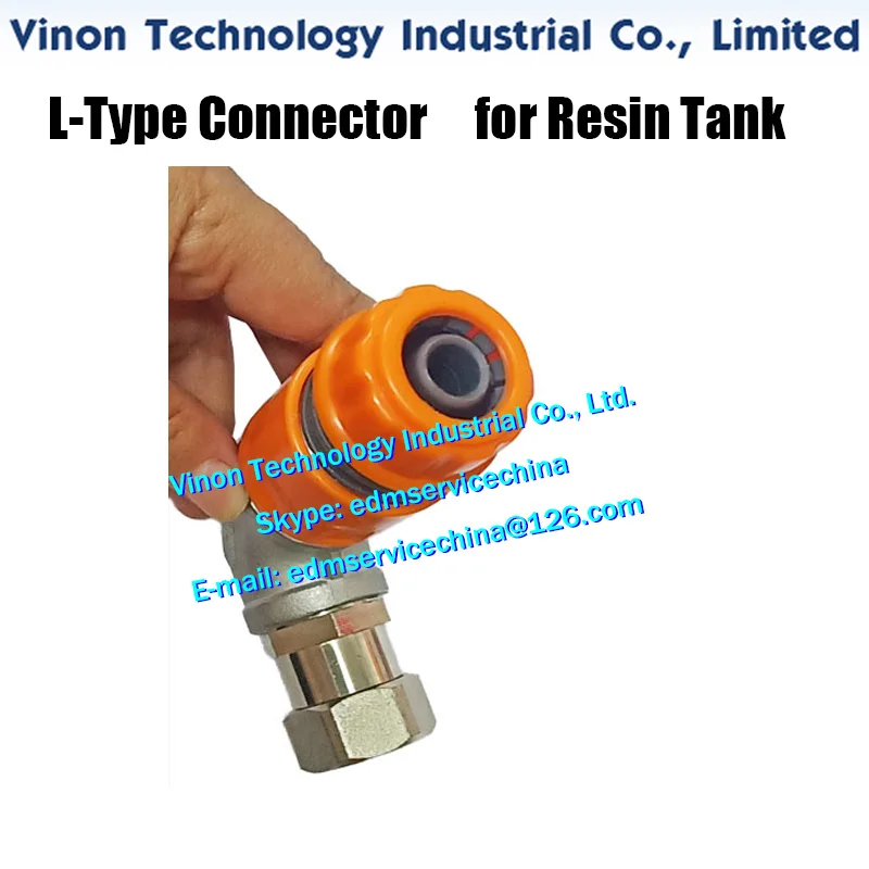 L type quick connector with Female connector for Resin barrel Sod ick Charmilles, edm Resin tank quick connector
