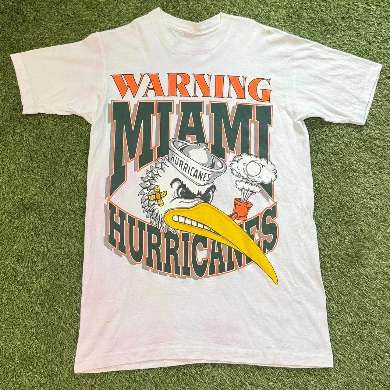 Miami Hurricanes Football College Kurzarm-Shirt in weißer Farbe