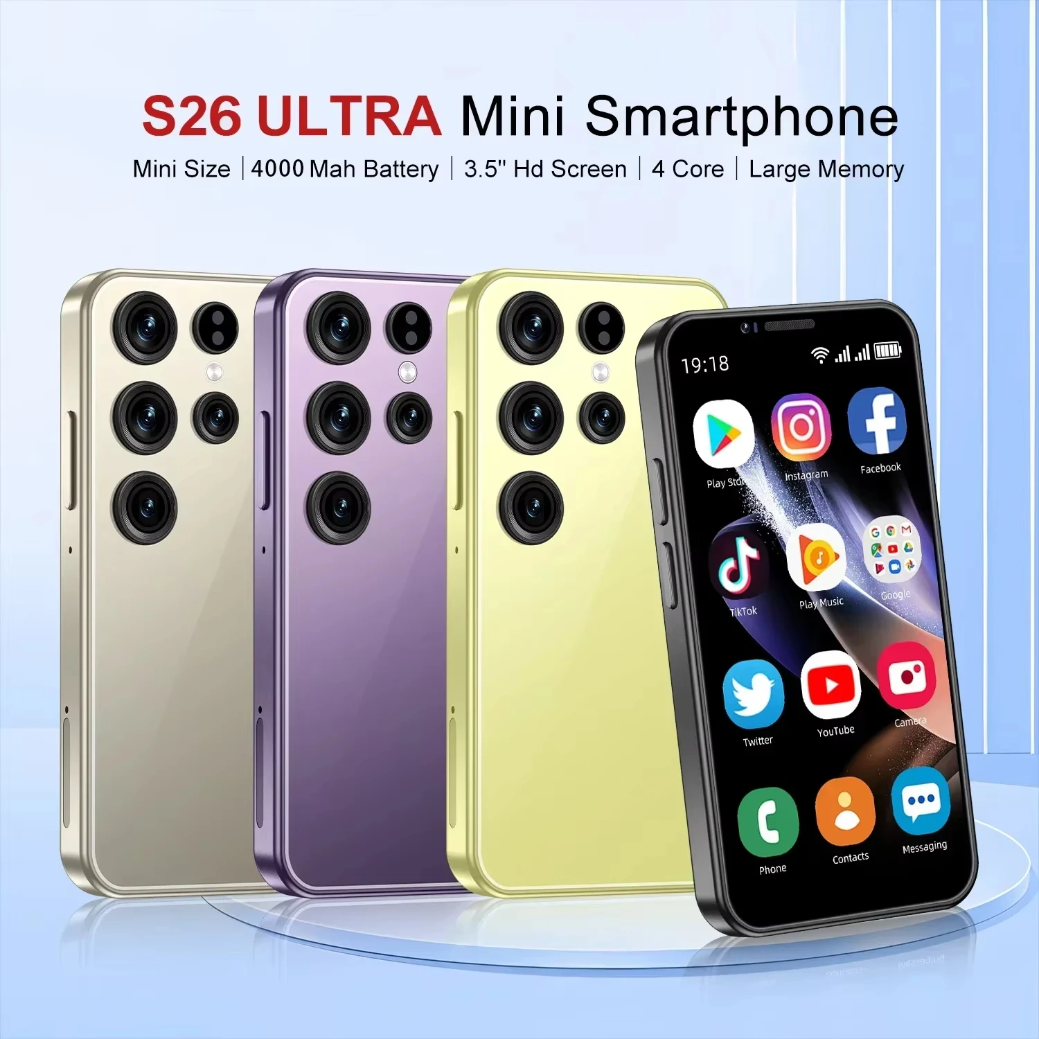 S26 Ultar Mini Smartphone with Face Unlock, Android OS 13, Google Store, 4000mAh, Small Smartphones, Latest Update, 4G