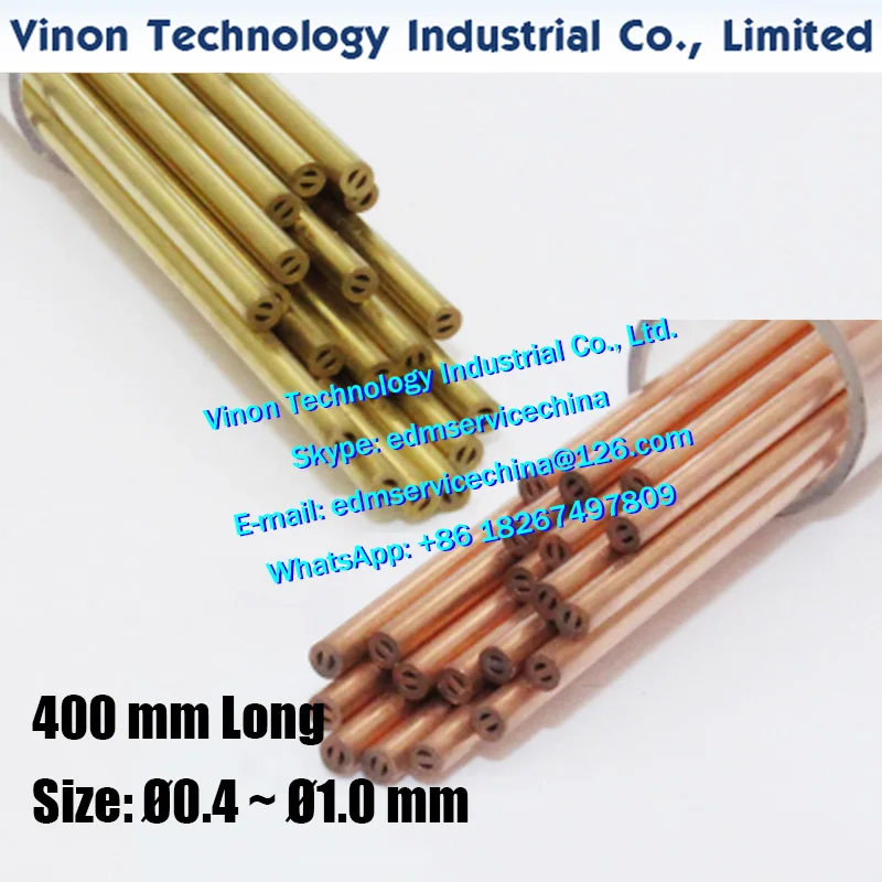 (50pcs/set each size) 400mm Long MultiChannel Tube Brass and Copper Electrode,EDM Tube Electrode Multihole WEB Hole 0.4 to 1.0mm