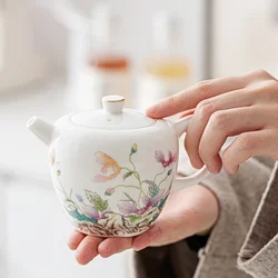 Chinese Style White Porcelain Teapot Household Filter Tea Pot Handmade Ceramics Tea Set Accessories Customized Gifts 200ml