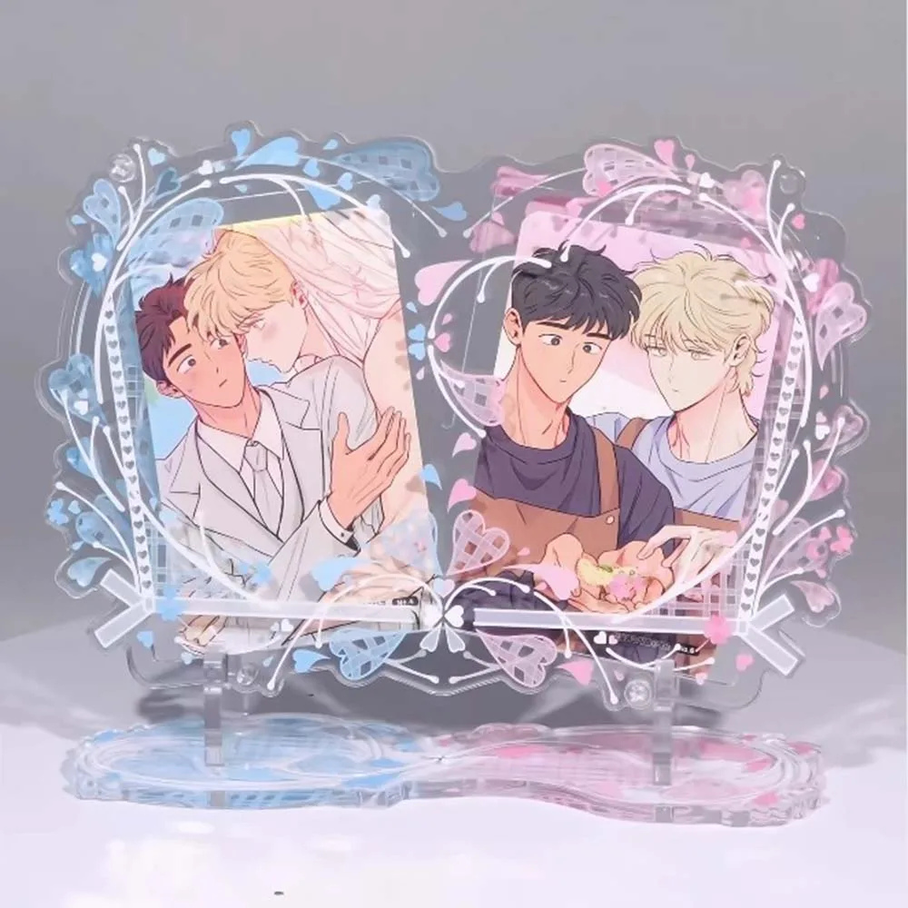 Romantic Double Heart Design Acrylic Photo Card Frame, 3.5 Inch Anime Card Brick Display Case for Collection and Decoration