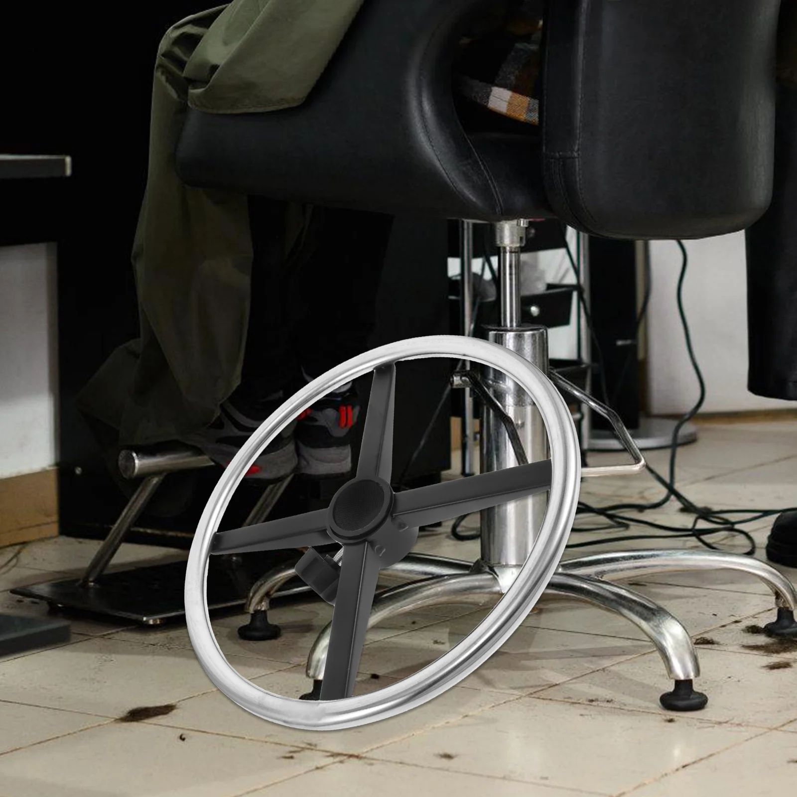 

Salon Chair Footrest Attachment Heavy Duty Hairdressing Foot Pedal Easy Installation Stylish Appearance Silver