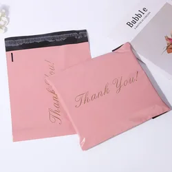 Relcheer 50Pcs PE THANK YOU Express Packaging Parcel Bag Pink Envelope Shipping Delivery Bags Waterproof Logistics Mailing Pouch