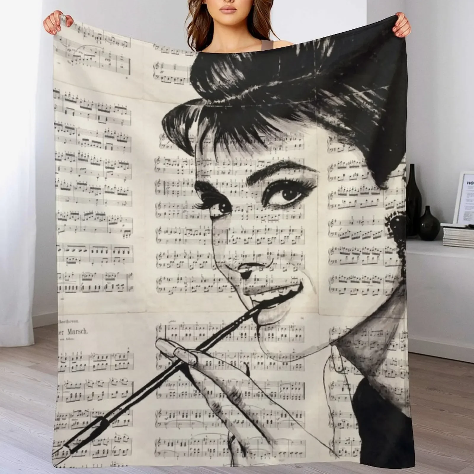 

Audrey Hepburn Throw Blanket Thins Custom Bed linens Blankets