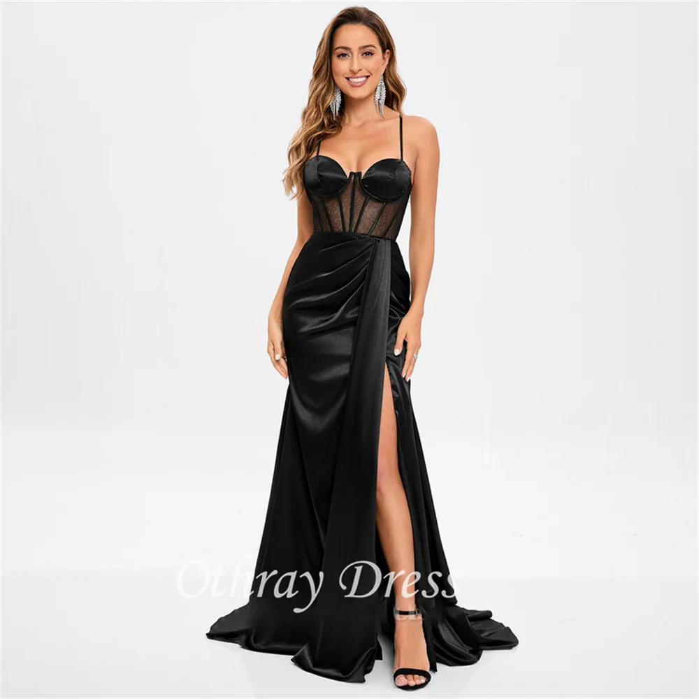 

Simple Sweetheart Mermaid Prom Dress Formal Dresses Stretch Satin Evening Dress Sweep Train Party Dresses Vestido De Noche