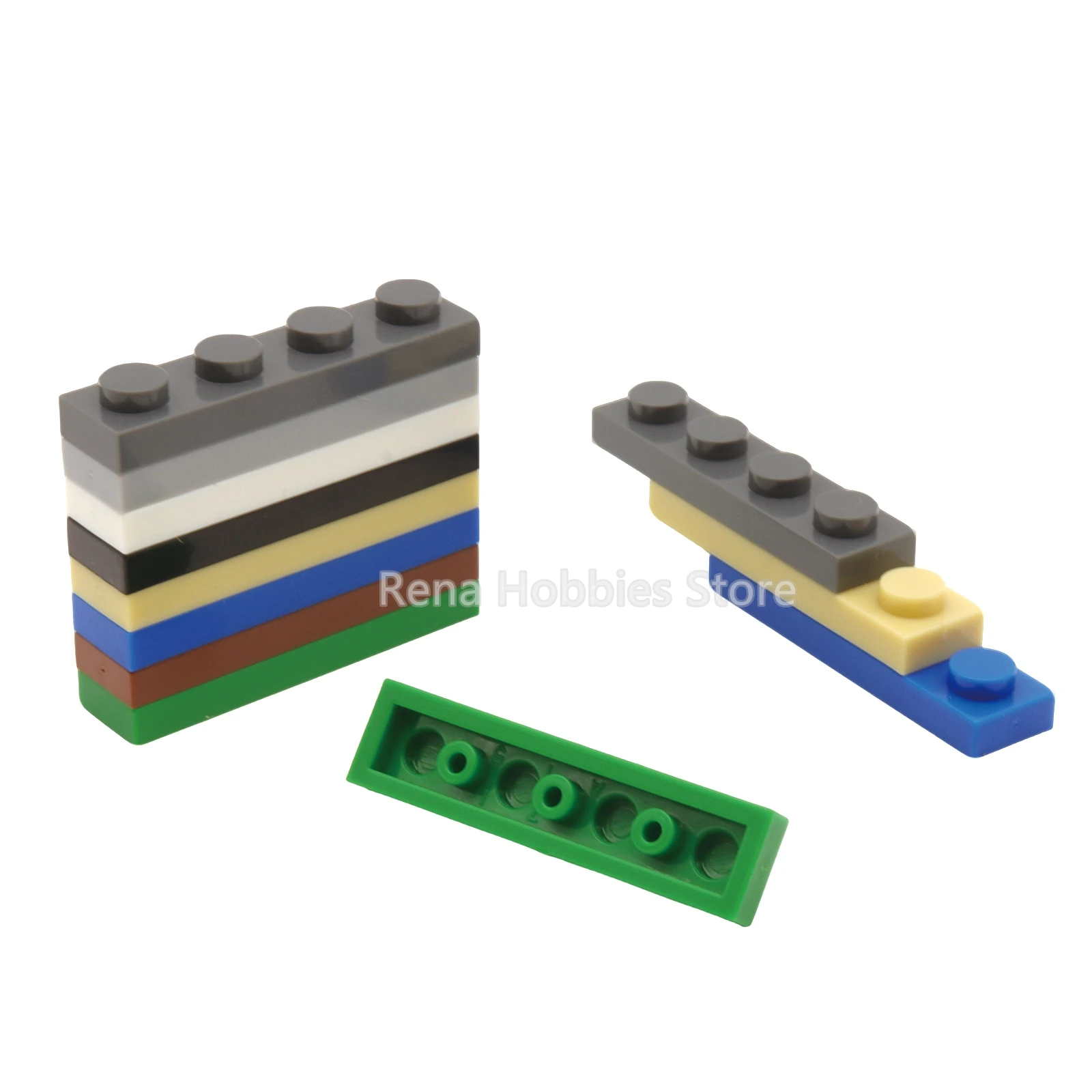 100 Stück 1x4 Noppen Dünne Bausteine 1*4 Noppen DIY Bausteine Lehrreich Kreativ Größe Kompatibel mit 3710 Spielzeugen – Detail 2