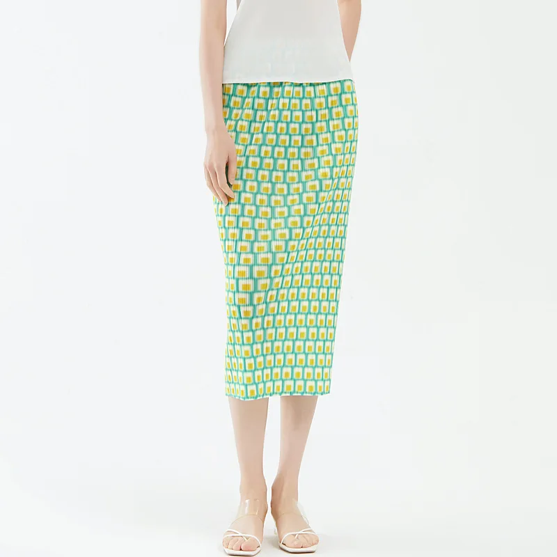 Wrinkled Temperament Slim Skirt New Summer 2022 Checkered Gentle Wind Pleated A-line Skirt Hip Wrap Skirt