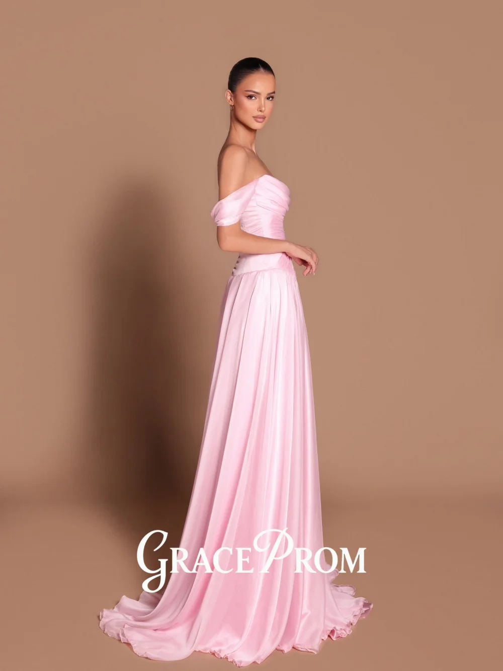GraceProm romantische off-shedder avondjurk 2026 ruches lijfje tapijtjurk klassieke a-lijn vloerlengte feestjurk فسات