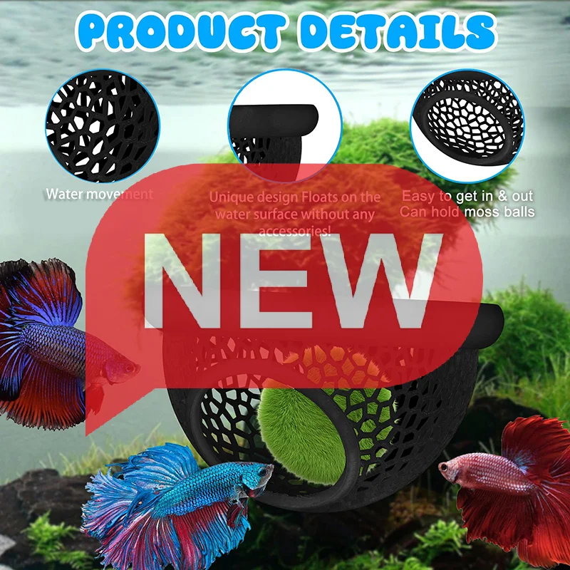 3D Decor for Aquarium – Stationary Feeder Ring, Floating Nest for Betta Fish & Shrimp Cave – Durable, Decorative, and Practical