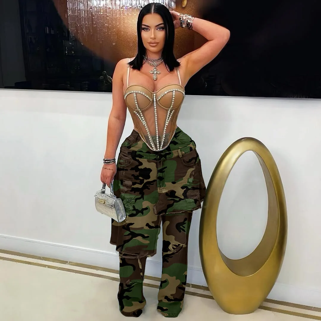 

Camouflage Cargo Pocket Pants High Waist Y2K Streetwear 2025 Women Winter Fashion Clothes Trousers Sexy Elegant Baggy Pants