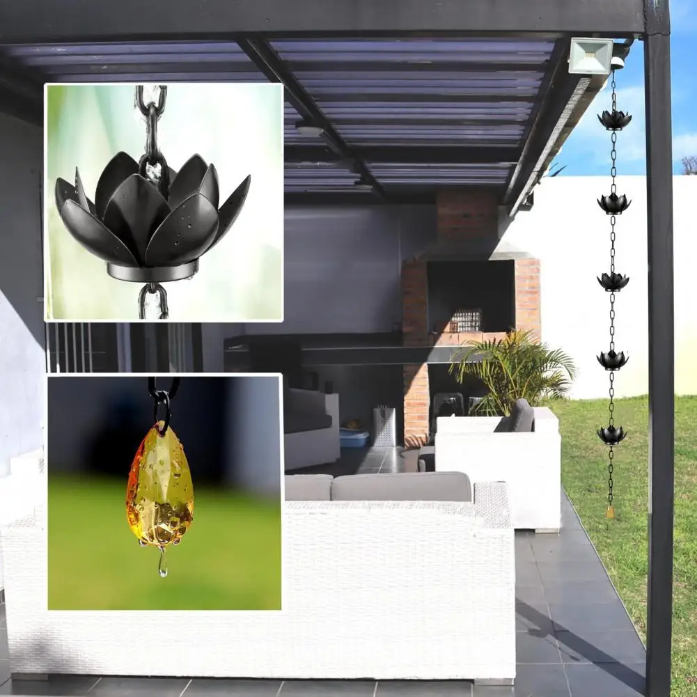 Atmosfera da giardino pacifica con catene antipioggia catena antipioggia di loto sostituzione del beccuccio regolabile in metallo per grondaie per grondaie