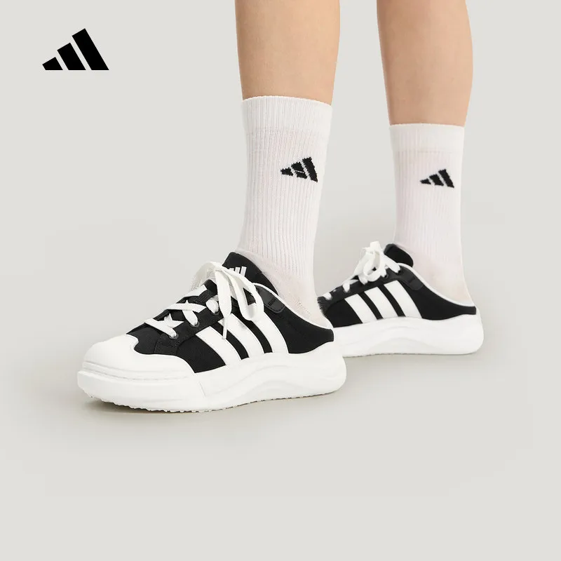 Adidas HQ9514 Backless Slip‑on Casual Shoes Textile Upper Rubber Outsole LIGHTSTRIKE Cushion Breathable Daily Walking Mule Sneak