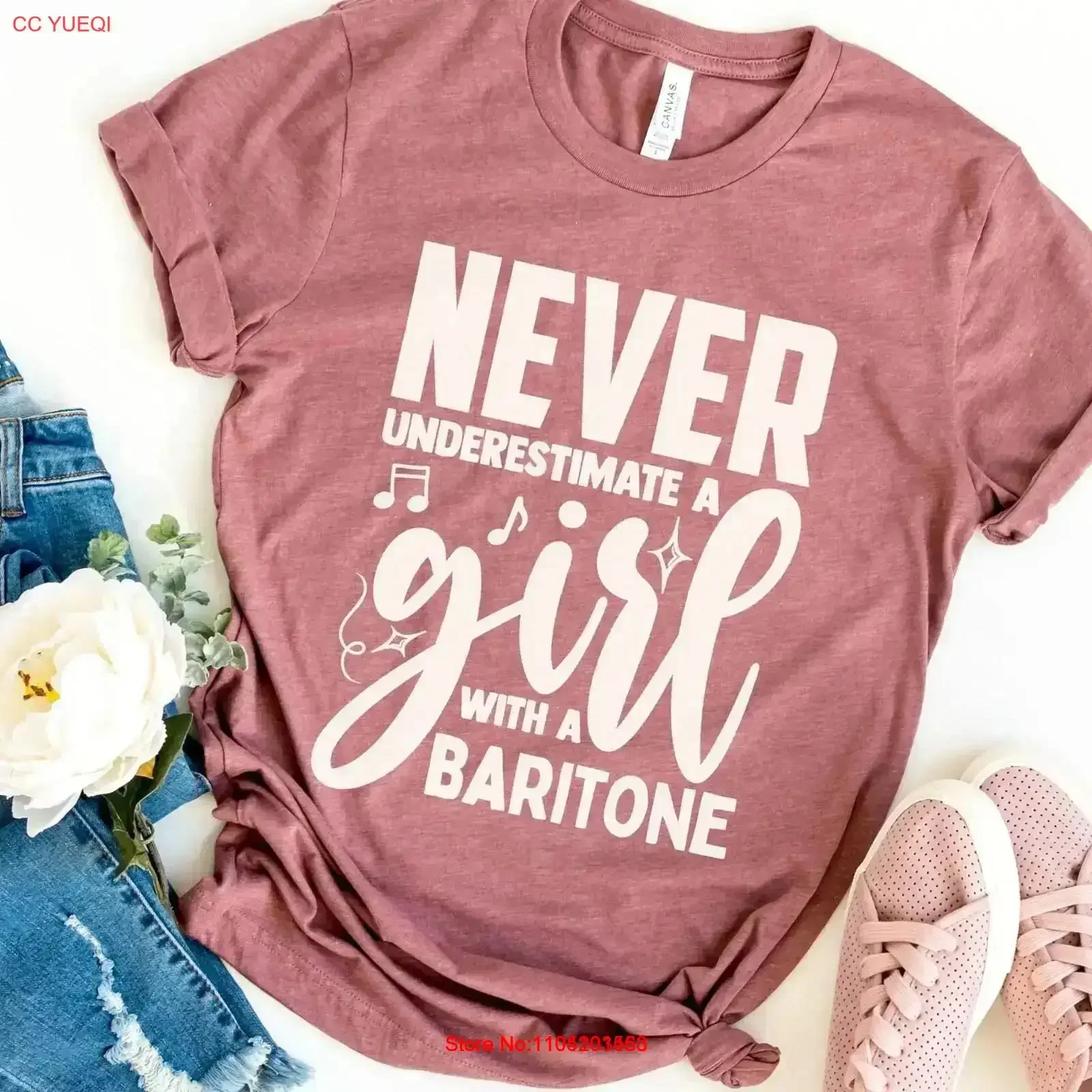 Baritone T Shirt Player s Never Underestimate a Girl with Band Member vintage Washed Stretched Slightly streetwear fashion