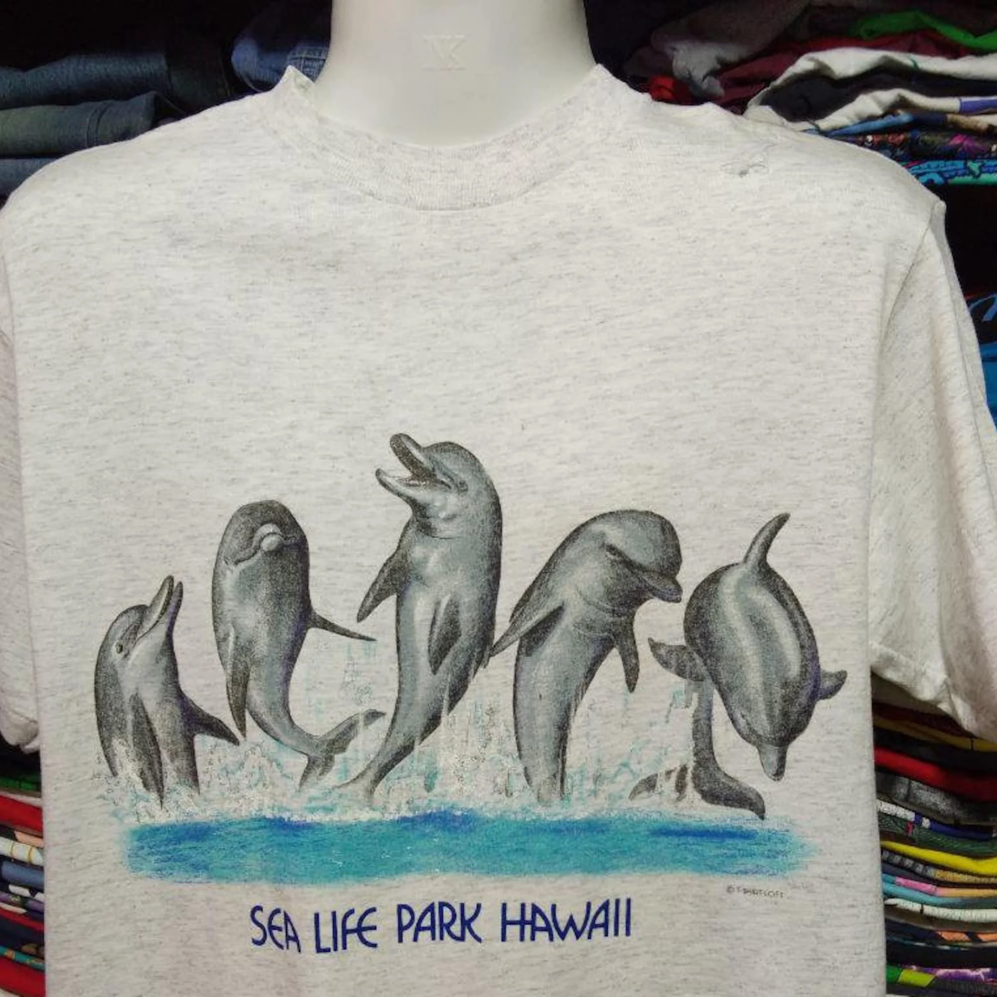 Vintage Clothing 90's Rare Oneita T shirt Sea Life Dolphin t shirt Hawaii Size M