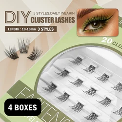 EASITENSION DIY Eyelash Extension 80 PCS Cluster Lashes Natural Volume Individual Lash Clusters Wisps Fluffy Russian Mink Bundle