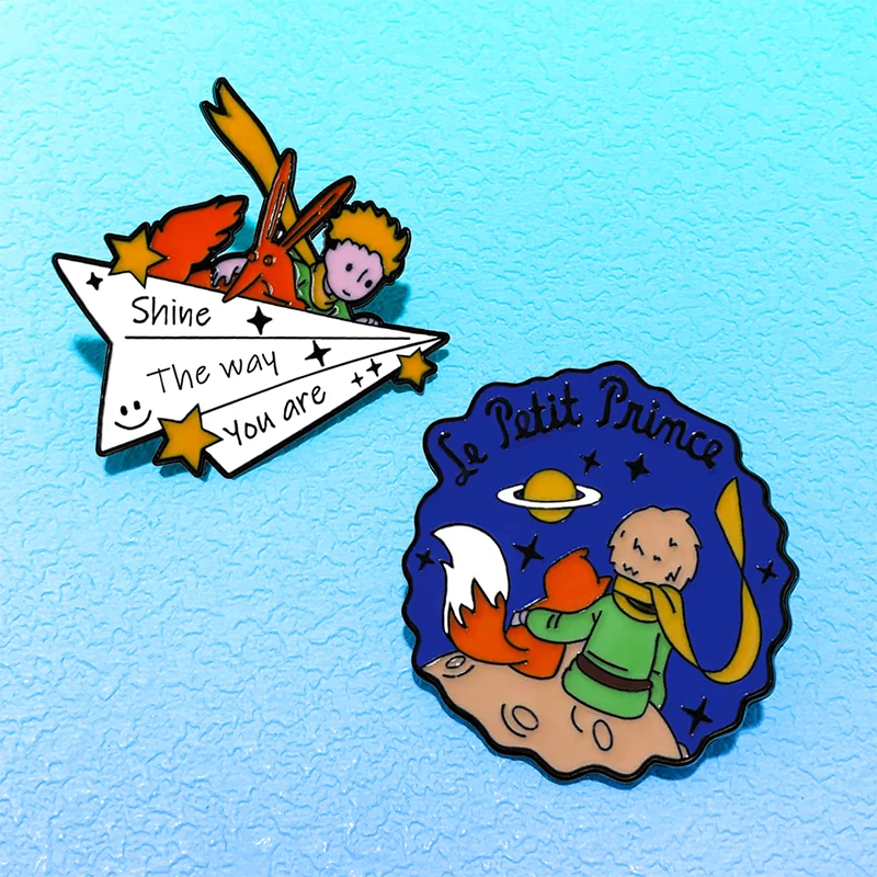 AniPins Lovely Novel Character Pins 2-design Metal Enamel Paper-airplane Boy Badge Brooch Pin For Women's Clothes Bags Badge