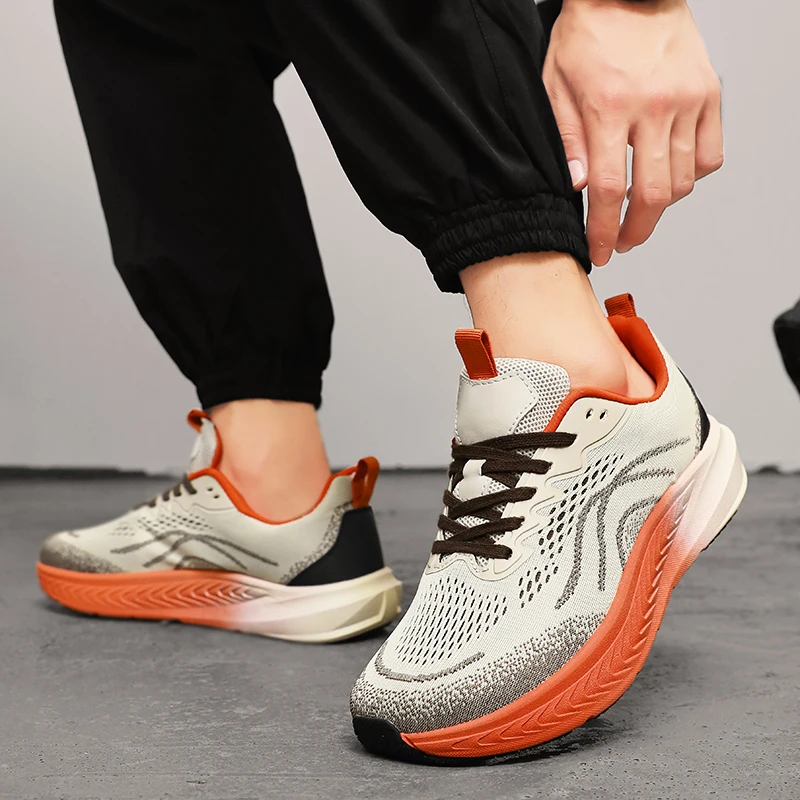 أحذية رياضية كاجوال للرجال قابلة للتنفس، أحذية رياضية فاخرة بدون كعب أنيقة - أحذية سباق مريحة للرجال