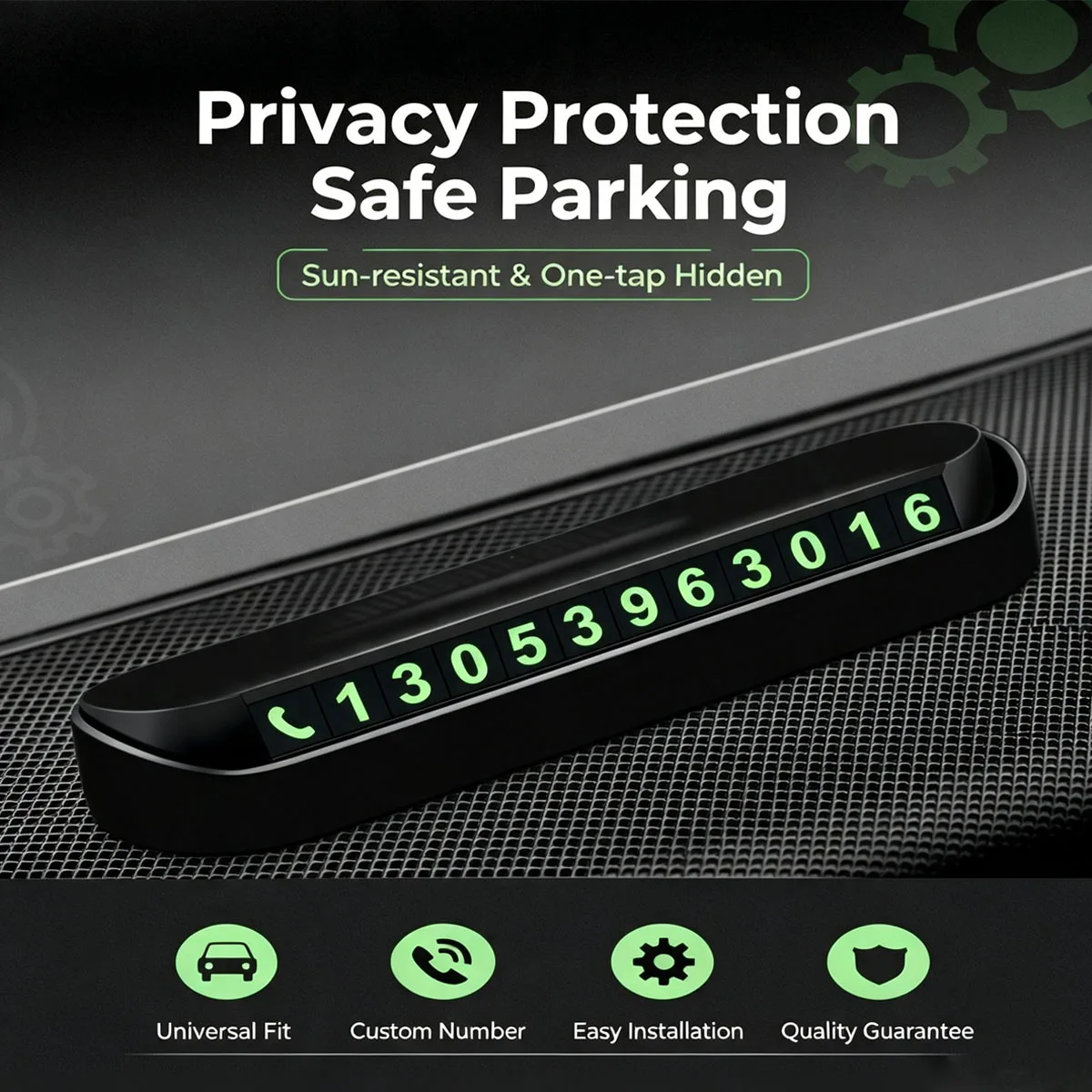 Car Temporary Parking Sign, Magnetic Phone Number Plate with Night Glow, Vehicle Interior Decor Accessory