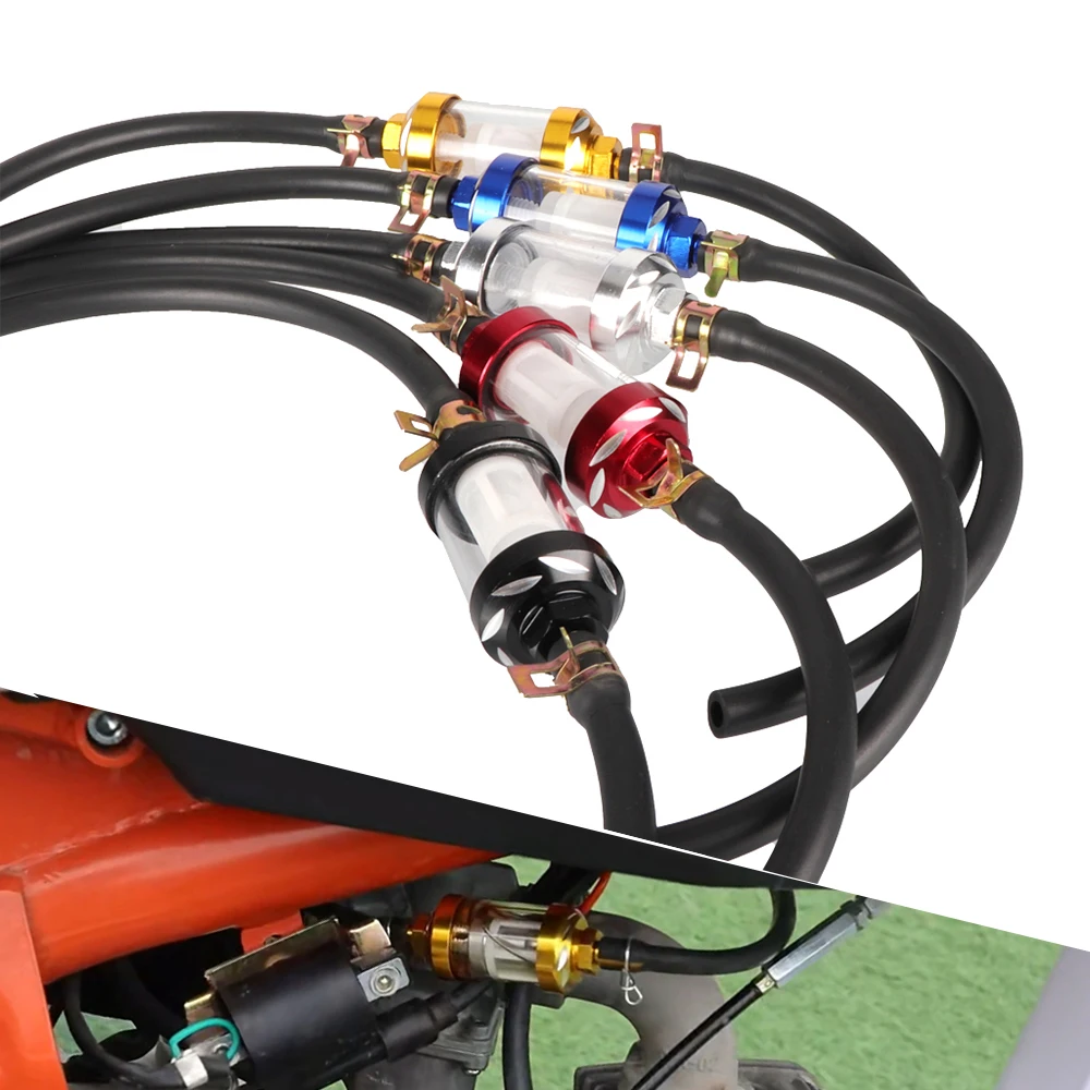 

8mm Universal Motorcycle Inner Fuel Filter Gasoline Filters With 40cm Petrol Fuel Line Hose Clips For Scooter Pit Dirt Bike ATV