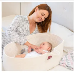 Nappy Caddy Organiser Baby Diaper Basket Newborn Basket Neutral Baby Moses Basket Portable Baby Bed Handheld Moses Basket Cotton