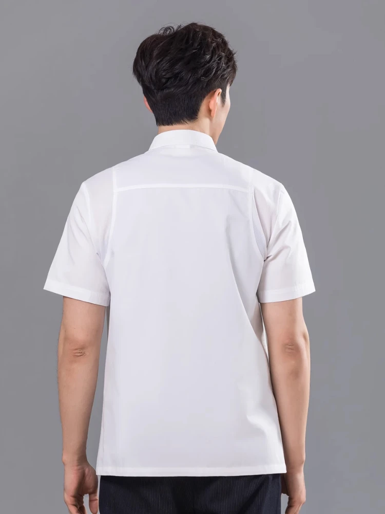 Restaurant Chef Shirt Short Sleeve Summer Cook Work Clothes Bakery Hotpot Kitchen Uniform Wear Chaquetilla Cocinero Jackets Men