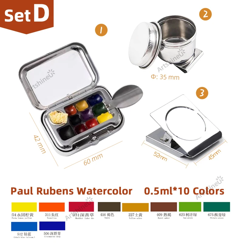 Portable Travel Watercolour Paint Set Mini 10/12/16 Grids Empty Box Pigment Dispenser Palette Magnetic Clamp Kettle for Artists