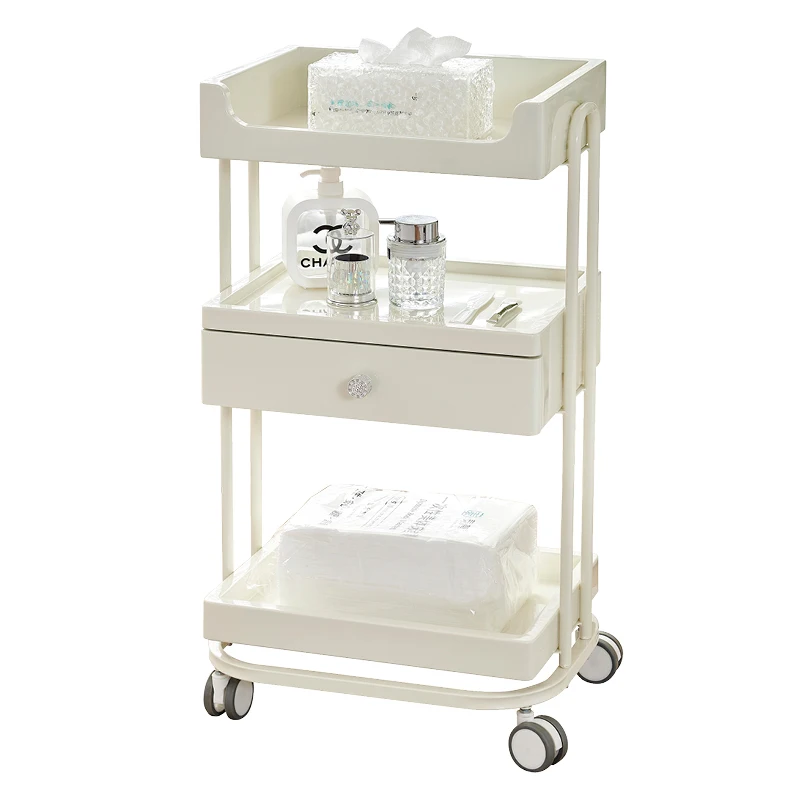 Trolley Cream Wind Trolley Salon Special SPA Shelves High-gr Ear Picking Home Storage Tool Trolley