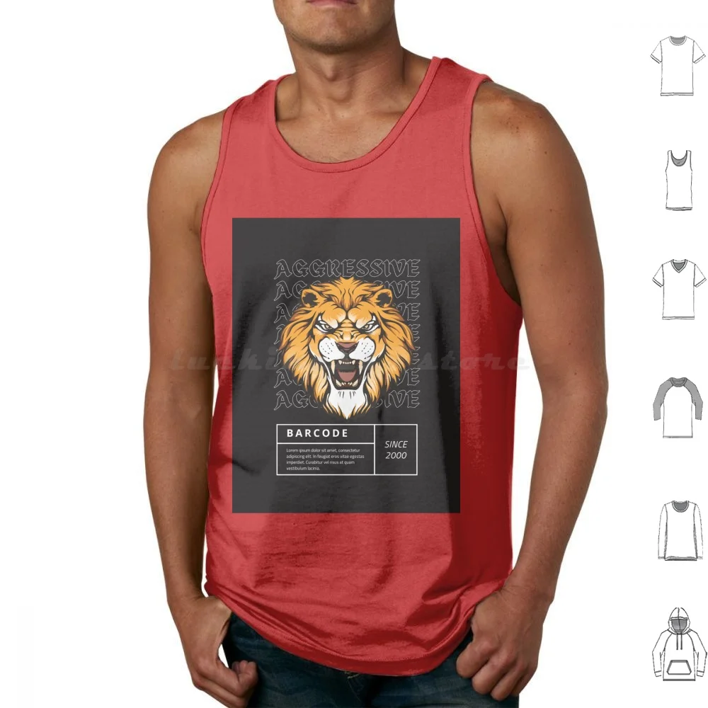 Lion Aggressive Tank Tops Vest Sleeveless Aggressive Lion Animal King Lord Forest Tiger Scary