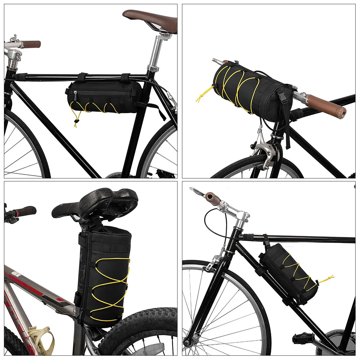 Bolsa para bicicleta de montaña, bolsa frontal para bicicleta, bandolera impermeable multifuncional, bolsa para manillar portátil, bolsa para tubo de marco elástica