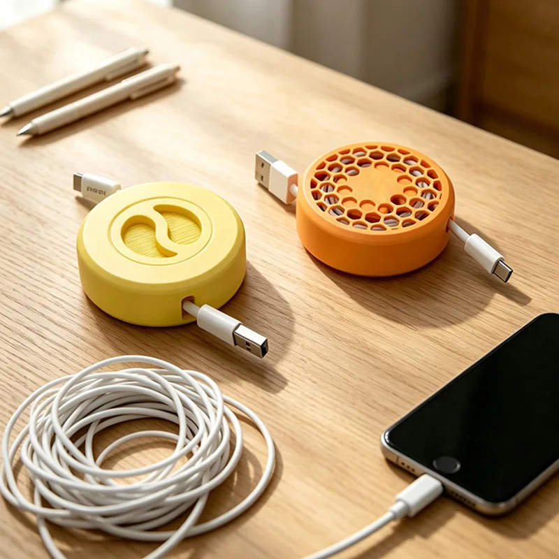 Custom Cable Winder Cord Organizer Portable Wire Storage Reel Compact Charging Cable Holder For Desk Travel Electronic Accessory