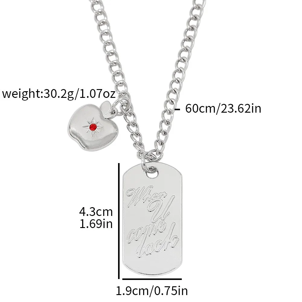 Anime Game Punk Layered Pendant Necklace Engraved Key Red Rhinestone Charms Cosplay Collection Accessory