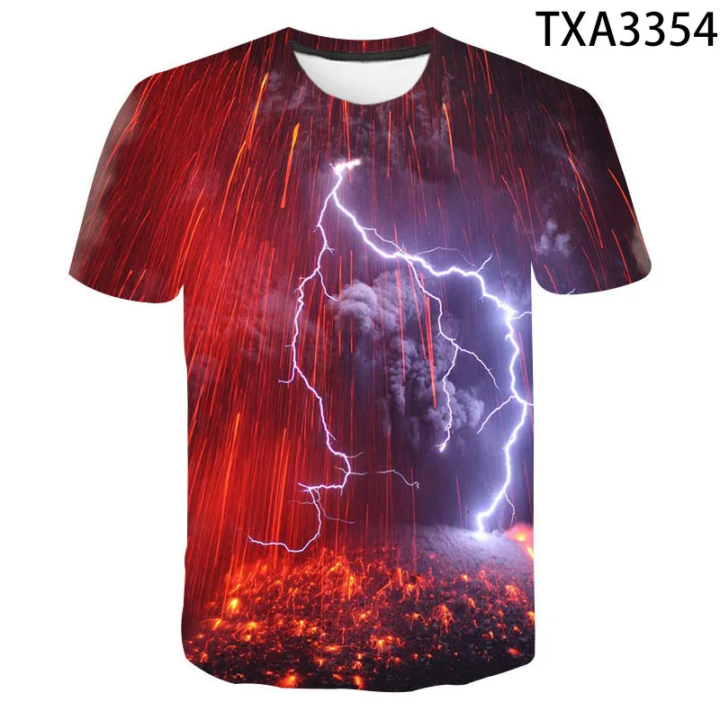 Fashion Summer Thunderbolt T Shirt Men Women Children Lightning Flash 3D Print T-shirt Boy Girl Kids Short Slevee Tops Cool Tee